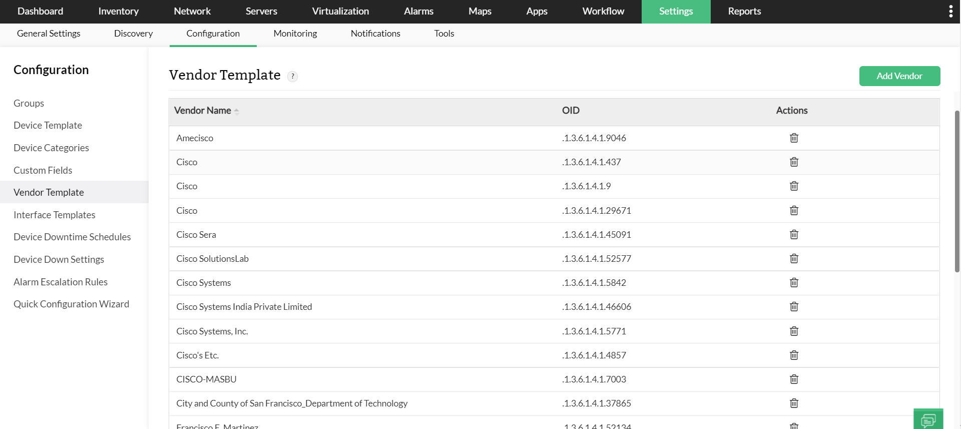 Vendor Templates Network Monitoring Tools - ManageEngine OpManager
