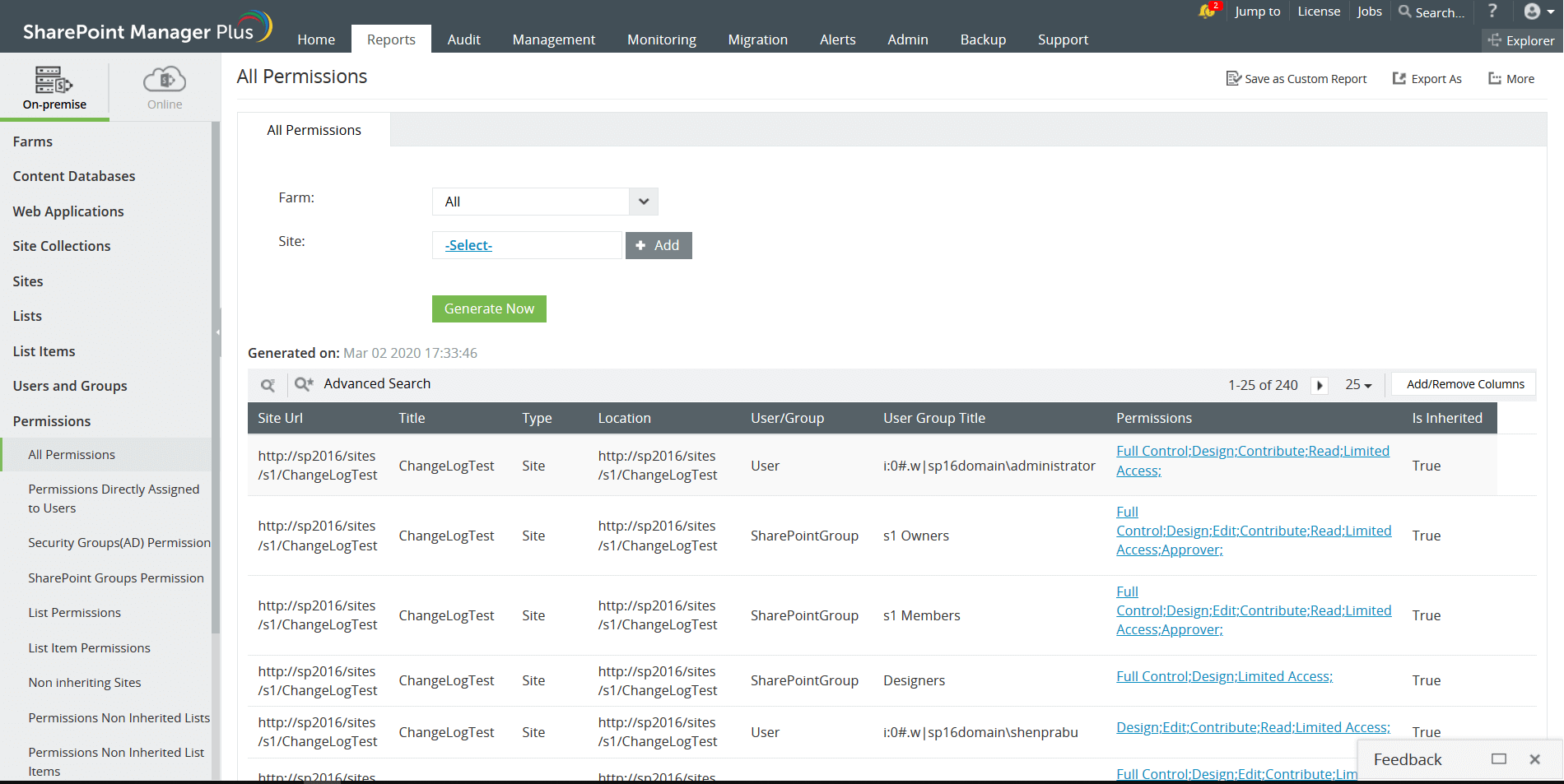 SharePoint Management Reports